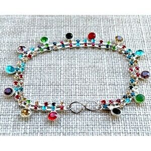 Anklet Silver Tone Multi Color Crystal Fashion Jewelry Foot Jewelry Bracelet New